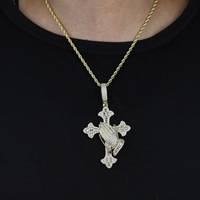 Collier pendentif visage sculpté portrait avatar 3D micro-pavé de zircon, bijoux hip-hop pour hommes, style exagéré, vente en gros