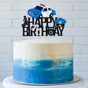 Polizei-Geburtstagstorten-Topper Polizeiauto-Tortenaufsatz Polizeibeamten-Party für Kinder-Geburtstagsdekorationen - Product Image 1