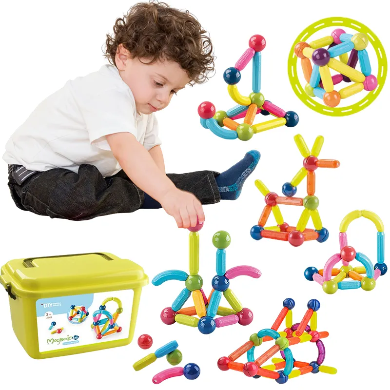 Jouets de bricolage pour enfants, assemblage d'aimants flexibles, modèles de Puzzle 3D pour tout-petits, éclairages, construction de balles et tiges magnétiques, ensemble pour enfants