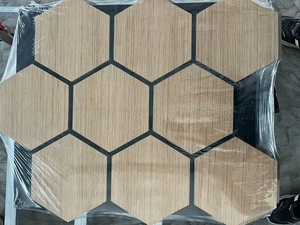Spot Goods Producer Price Paneles acústicos hexagonales de nogal negro MDF Akupanel Tablero de revestimiento decorativo Aislante de sonido - Product Image 3