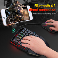HXSJ K88 35 Tombol Mini Numpad Keyboard Gaming Nirkabel Satu Tangan dan Set Kit Combo Mouse
