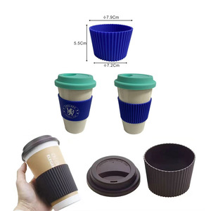 Custom Logo Silicone <b>Cup</b> Sleeve Heat Resistant Protective Cover for Coffee Tea Glass Bottle Mugs Non-Slip Home Travel Mug Cover - Product Image 5