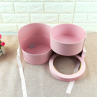 Boîte à fleurs ronde à 2 niveaux, boîte à fleurs à double étage avec tiroir rotatif, emballage cadeau pour fleuriste avec couvercles transparents et ruban