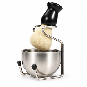 Kit Pennello da <span class=keywords><strong>Barba</strong></span> Nero con Manico in Nylon, Ciotola in Acciaio Inossidabile e Supporto per Pennello per Uomo, per Crema da <span class=keywords><strong>Barba</strong></span>, Sapone e Cura della <span class=keywords><strong>Barba</strong></span> - Product Image 1