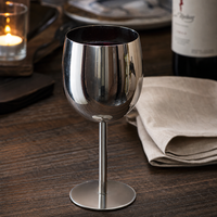 Gobelet à vin en acier inoxydable de 350 ml (11,6 oz) avec pied, directement de l'usine, 100 % inspecté à la main, pour restaurant, bar, mariage