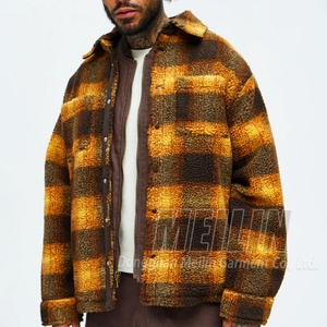Custom Winter Plaid Shearling Bomber Sherpa <b>Jacket</b> <b>Warm</b> <b>Fleece</b> Coat Oversize Sherpa <b>Fleece</b> <b>Jacket</b> Manufacturer - Product Image 3