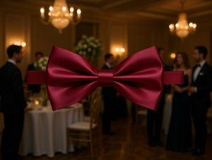 Papillon Lucido Monocolore Bordeaux in Seta Pre-Annodato, Accessorio Formale - Product Image 2