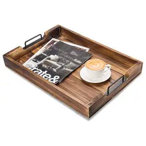 देहाती लकड़ी कॉफी टेबल तुर्क सेवारत ट्रे बड़े लकड़ी खाद्य चाय कॉफी दलों के लिए लकड़ी तुर्क ट्रे सेवारत ट्रे