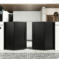 Porte pliante moderne en aluminium noir mat sur mesure |   Panneau de brise-vue vertical à persiennes, motif diamant ajouré, anti-rouille, pour cour