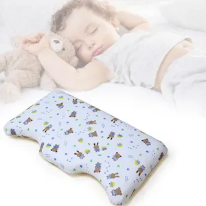 OEM China Manufacturer M Shape Memory Foam Children Sleeping Pillows With Pure 100% Cotton Cover Comfortable Kids Pillow