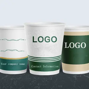 Taza de papel desechable de varios tamaños de fábrica 4oz 6oz 8oz 12oz 14oz tazas de café de papel desechables con logotipo personalizado impreso