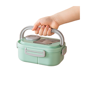 Boîte à lunch Bento double couche avec couvercles en plastique étanches Accessoire cuillère pratique Compartiments scellés - Product Image 1