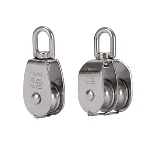 Heavy Duty 304 Lifting Pulley Single Double Sheave Block Swivel Lifting Rope Pulley Block