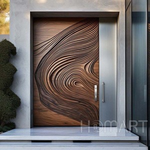 Porta Pivotante de Entrada de Segurança em Madeira Sólida com Isolamento Acústico e Antifurto em Liga de Alumínio Luxuosa - Product Image 3