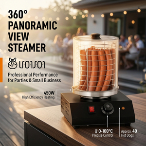 Machine à hot-dogs robuste avec thermostat réglable, cuiseur vapeur de comptoir pour saucisses, idéale pour la restauration et le service alimentaire - Product Image 1