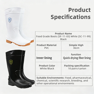 Lyle SF-<strong>11</strong>-03 Rain <strong>Boots</strong> PVC <strong>Boots</strong> Acid and Alkali Resistant High <strong>Boots</strong> Waterproof and Anti slip White Food Factory Special - Product Image 4