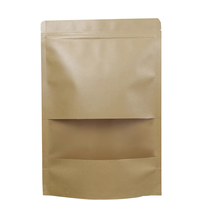 Sachet Doypack À Fermeture Zippée en Papier Kraft Brun, Refermable, Thermoscellable, Pour Stockage Alimentaire, Avec Fenêtre Transparente