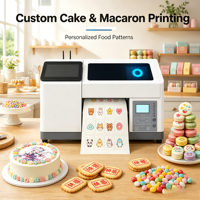 Imprimante jet d'encre à plat format A4 pour la transformation alimentaire, encre comestible CMYK, machine d'impression et de découpe entièrement automatique pour biscuits, macarons, bonbons