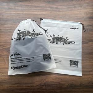 Eco-Friendly Matte PE Drawstring Bags - Custom Printed Frosted <b>Plastic</b> <b>Packaging</b> Bags for Apparel - Product Image 1