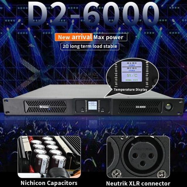 Professional High Power Class d 6000W 2 Channel Audio Amplifier Suitable for Outdoor Performance Stages