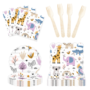 Juego de Vajilla Desechable con Diseño de Animales de Dibujos Animados para Niños DAMAI, Platos de Papel, Kit de Vajilla para Fiestas de Cumpleaños Infantiles - Product Image 1