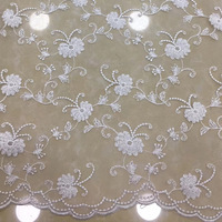Tissu en dentelle multicolore brodé, tissu en organza fleuri pour robe de mariée