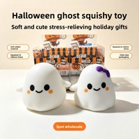 Jouet Squishy Fantôme Citrouille d'Halloween Mignon à Remontée Lente, Anti-Stress, Forme Fantôme Blanc Jack O'Lantern pour le Pressage et le Soulagement du Stress