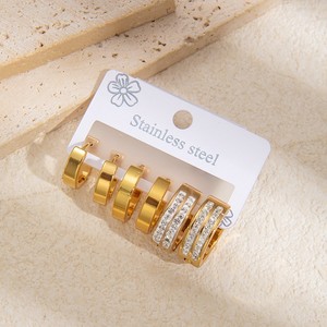 New Fashion Diamond Encrusted <b>Earrings</b> Set Unique European and American Style Light Luxury Versatile Hoop <b>Earrings</b> - Product Image 5