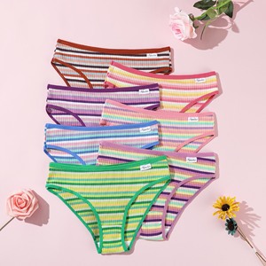 Nouvelles culottes en coton rayées colorées pour femmes, taille basse, respirantes, string pour filles, sous-vêtements quotidiens - Product Image 1