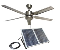 Ventilateur de plafond extérieur de 52 pouces à énergie solaire de 40W, panneau solaire, moteur CC sans balais pour patio, maison isolée, circulation d'air