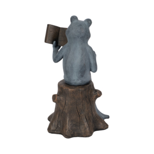 Statua di rana in resina su ceppo, decorazione da giardino, ornamento per esterni, patio, veranda, con rana seduta che legge un libro. - Product Image 4