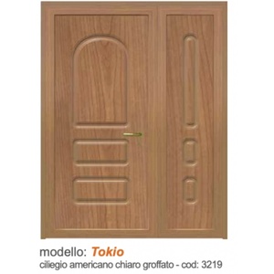 ประตูอลูมิเนียมด้านนอกเอฟเฟกต์ไม้ครีม TOKIO สไตล์ร่วมสมัยดีไซน์แบบ Ashlar - Product Image 1