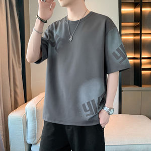 T-shirt homme en soie glacée à manches courtes, nouvelle collection été 2025, coupe ample, séchage rapide, grande taille, respirant et confortable - Product Image 4