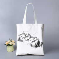 Sac à bandoulière artistique classique pour femme en toile style peinture à l'encre chinoise, sac fourre-tout, sac à dos, sac zippé grande capacité, motif imprimé