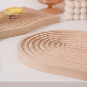 Nordic Beech Wood Serving <b>Tray</b> Geometric Irregular Shape Home Use <b>Dinner</b> Plate Bread Board Western Style Plating - Product Image 4
