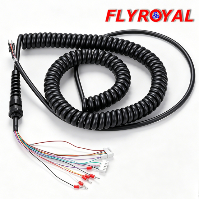 Custom Flexible Retractable Spiral Cable Coiled Power Cord Extension Cable for Industrial and Medical Equipment
