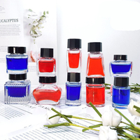 Flacon d'encre rond vintage en verre de 15 ml avec bouchon à vis et repose-plume pour la calligraphie et les stylos-plumes