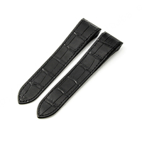 Bracelet de montre HUANLONG en cuir véritable grain crocodile, souple, respirant, réglable, étanche, avec boucle papillon en acier inoxydable, 20 mm