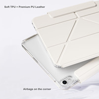 Housse en cuir PU détachable Y-fold pour iPad Air 4e génération/5e génération et Air 11 pouces (M2/M3, 2024/2025) avec emplacement pour stylet détachable