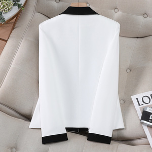 White Blazer Women Splicing Design Suit Jacket For Office Wear - Product Image 3