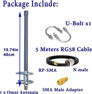 Antenne en fibre de verre LoRa 915 MHz Meshtastic, câble RG58 à faible perte de 16,4 pieds, origine Chine, modèle sans <span class=keywords><strong>hotspot</strong></span> Helium pour Nebra <span class=keywords><strong>Bobcat</strong></span> 300 - Product Image 3