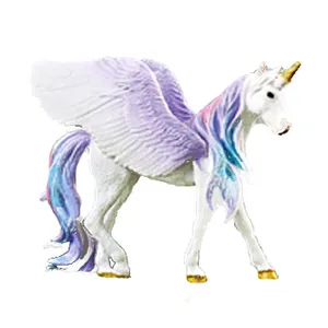 Ucuz 4 adet toptan PVC hayvanlar oyuncak peri masalı gökkuşağı Fly at Unicorn Pegasus Elf aksiyon figürleri modeli