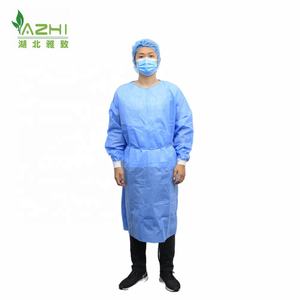 Robe de chirurgien médical <span class=keywords><strong>non</strong></span> tissé bleu vêtements de protection jetables SMS robes manchette tricotée médecin qui - Product Image 3