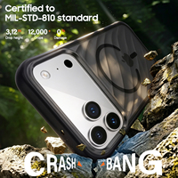 Casing HP iPhone 18 17 16 15 Pro Max Anti-Shock dengan Pelindung Lensa, TPU+PC, Tekstur Stripe Matte Transparan, dan Magnetik