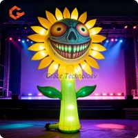 Champignon Fluorescent Gonflable Décor Événement Halloween avec Éclairage LED Accessoires de Scène Champignon Bleu Gonflable