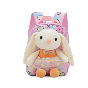 Commercio all'ingrosso di alta qualità animale 3D lungo orecchio coniglietto zaino scuola borsa in poliestere tessuto di peluche per bambini zaino - Product Image 5