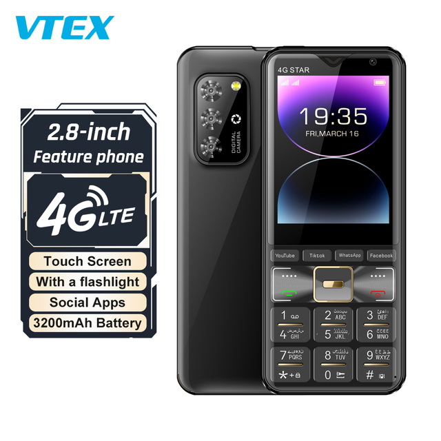 4G Touch Screen Cell Phones Big Keyboard Large Button 2.8 Inch 4G Feature Phone With Flashlight Function