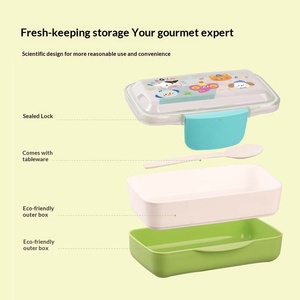 Ensemble boîte à lunch et gobelet à eau en plastique double couche grande capacité, compatible micro-ondes - Product Image 5