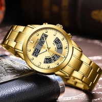Montre Homme Électronique à Double Mouvement à Quartz, Bracelet en Alliage d'Acier Inoxydable, Aiguilles pour Usage Quotidien et Trajets Quotidiens, Modèle International