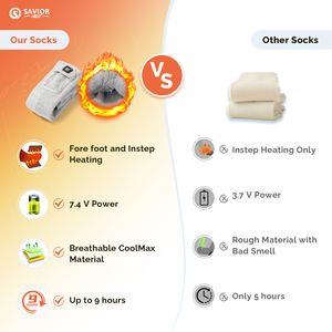 Chaussettes chauffantes électriques à batterie longue durée, épaisses, douces, respirantes, pour l'hiver, la <span class=keywords><strong>neige</strong></span>, l'extérieur, chauffage puissant - Product Image 5